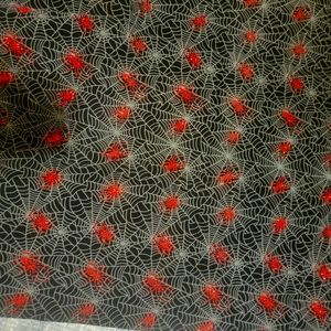 1 YARD VELVET Bling Glittered SPIDERS Halloween Fabric